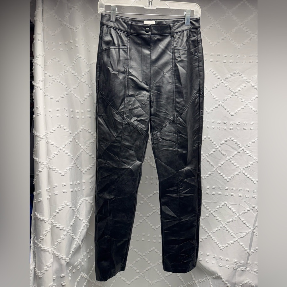 Wilfred Aritzia Rebel Vegan Leather High-Rise Pants Black Womens Small